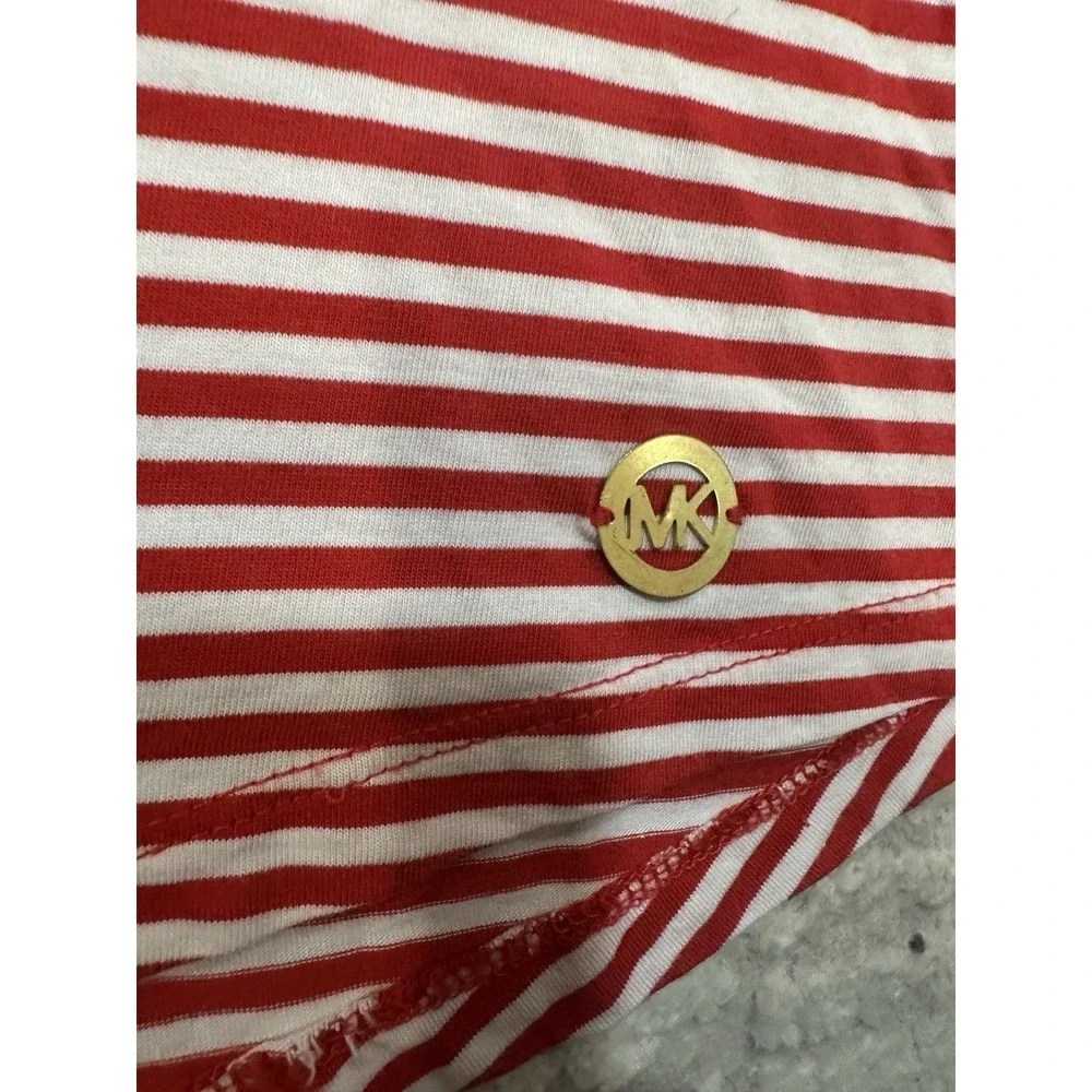 Michael Kors Striped Red White Sleeveless Crew Neck Cotton Tank‎ Women's Top S